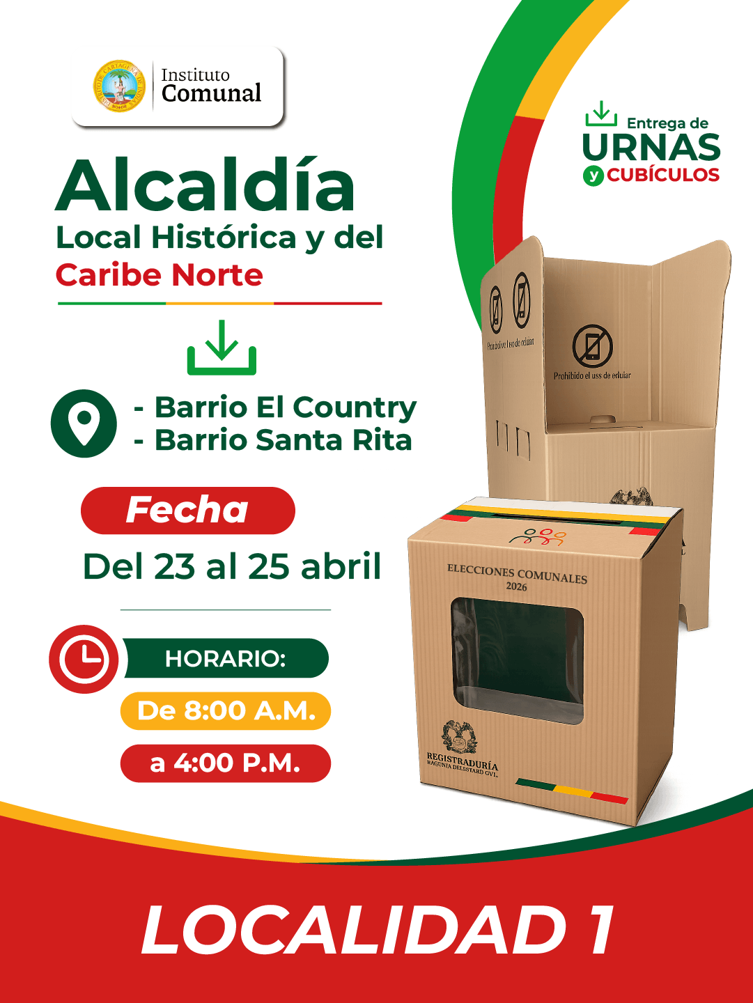 Inicia la entrega de urnas y cubículos para las elecciones de Juntas de Acción Comunal 2026