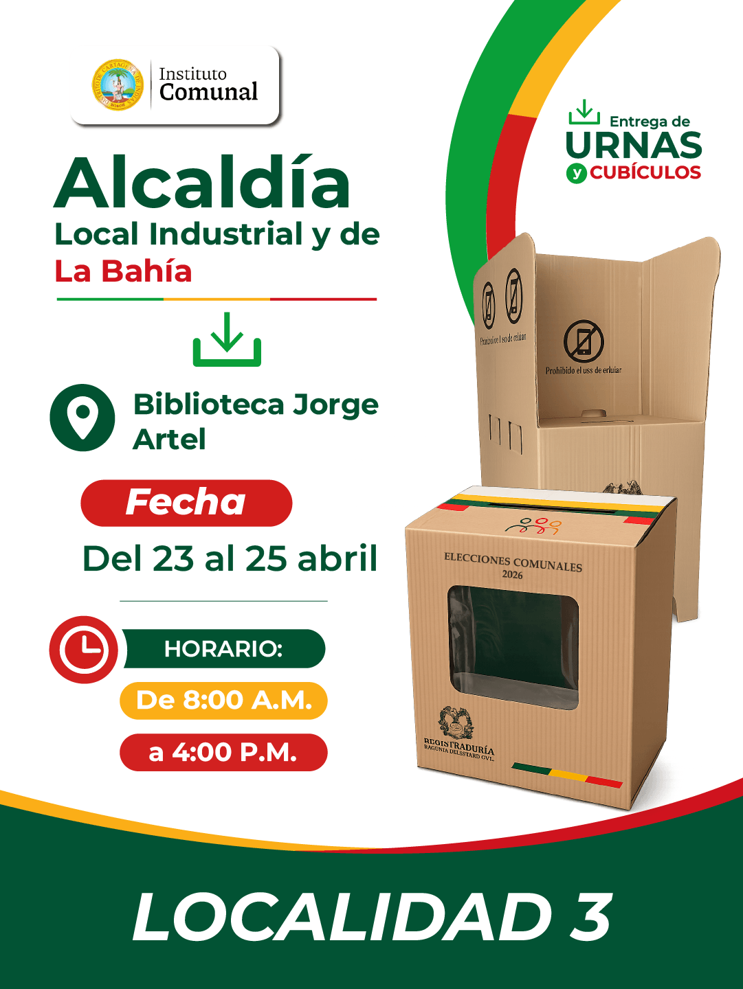 Inicia la entrega de urnas y cubículos para las elecciones de Juntas de Acción Comunal 2026